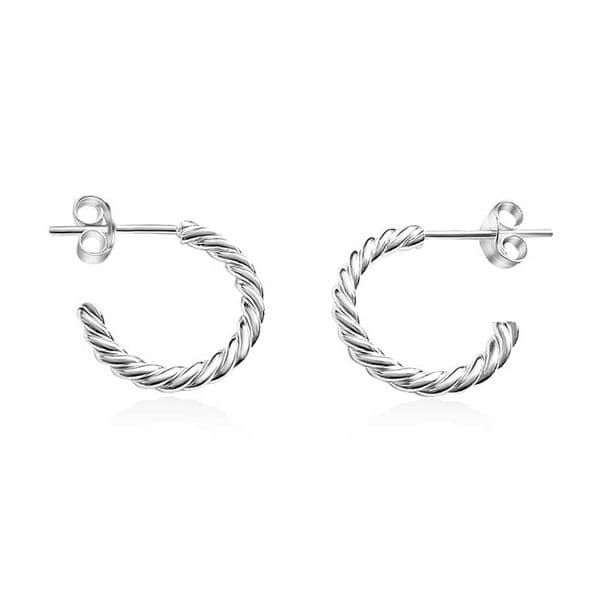 Sterling Silver Twisted Hoop Earrings