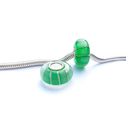 Striped Pine Glass Bead Charm