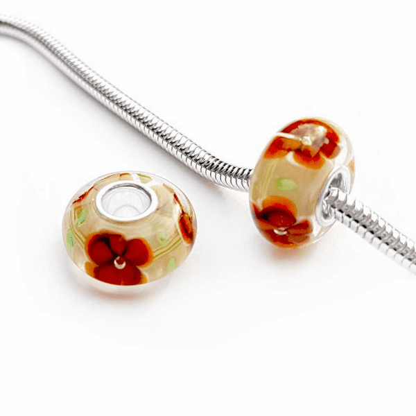 Sunset Poppy Glass Bead Charm