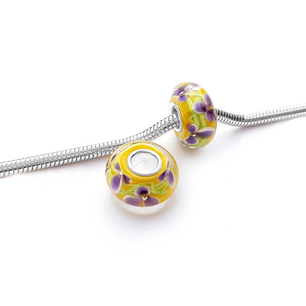 Violet Trillium Glass Bead Charm