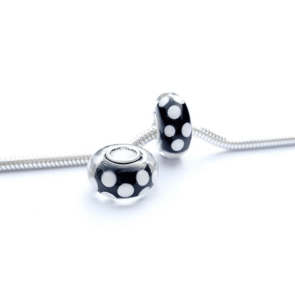 White Dotted Glass Bead Charm