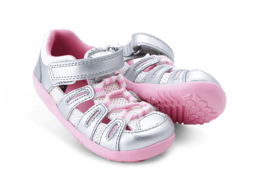 Bobux Step Up Summit Silver Metallic Candy Closed Toe Sandals