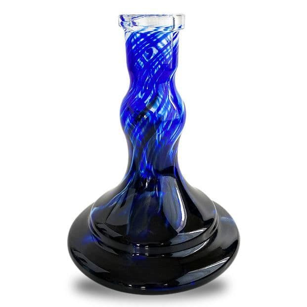Vessel Glass Shisha Base Wave With Base Grommet Black Blue Crumb