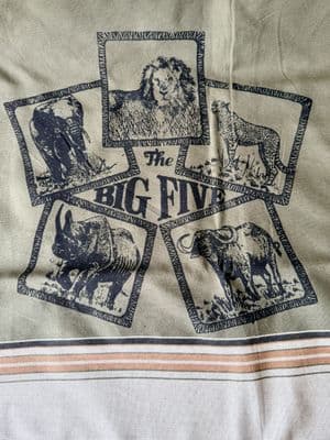 Original / Authentic Kenyan Kikoys / Scarves / Beach -  Animal print in  Jungle Green, Black & Brown