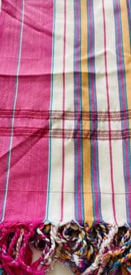 Original / Authentic Kenyan Kikoys / Scarves / Beach Sarongs / Deco in Hot Pink & White Striped