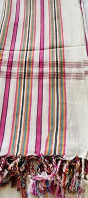 Original / Authentic Kenyan Kikoys / Scarves / Beach Sarongs / Deco in White & Pink Assorted Stripes