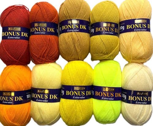 Hayfield Bonus DK - BONUS502 - Yellows (Pack of 5 Balls)
