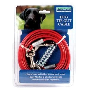 Rosewood Dog Tie Out Cable for Spiral Stake Ground Spike - 15ft