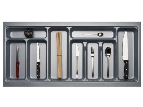 Cutlery Trays - 1000mm Wide 450mm Deep Blum Tandembox Cutlery Insert - Grey - Trade Save Kitchens