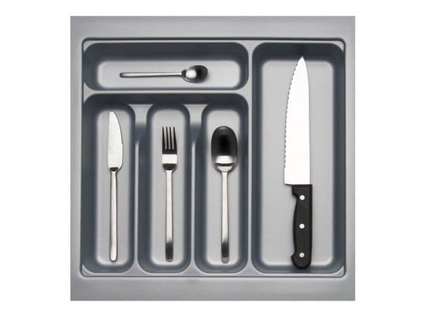 Cutlery Trays - 500mm Wide 450mm Deep Blum Tandembox Cutlery Insert - Grey - Trade Save Kitchens
