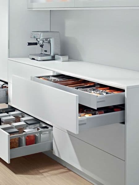 Blum Antaro Shallow Internal Drawers in Grey