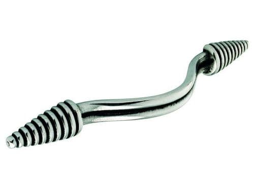 Bow handle coil ends, 128mm, pewter - H125