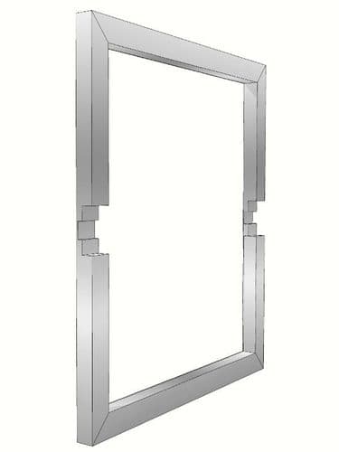 Drawer pack dishwasher frame, stainless steel finish for use with mid rail profiles