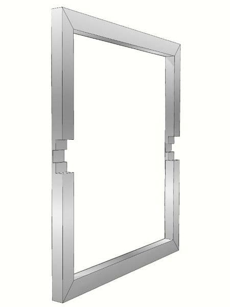 Drawer pack dishwasher frame, stainless steel finish for use with mid rail profiles - Handleless Rail Profiles