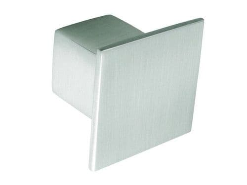 Knob square, 36mm, die cast, stainless steel effect - H35