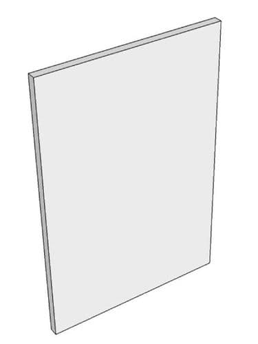 Porter Gloss White Base end panel with sq edges, gloss finish on face only 900x650x12mm