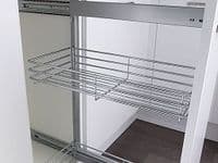 True Handleless Gloss Cashmere 400mm Pull Out Larder Unit With Classic Pull Out 1970mm High