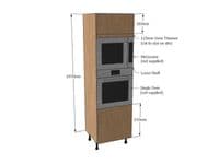 True Handleless Gloss Cashmere 600mm Single Oven & Microwave Housing Unit 1970mm High