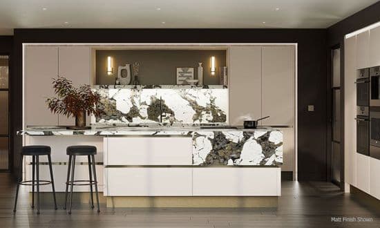 True Handleless Gloss Taupe Grey Kitchens