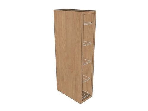 True Handleless Gloss White 150mm Wall Unit 720mm High With Chrome Wine Rack
