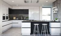 True Handleless Gloss White C-Shape, Full Height, Feature End Panel, 685x1200x18mm