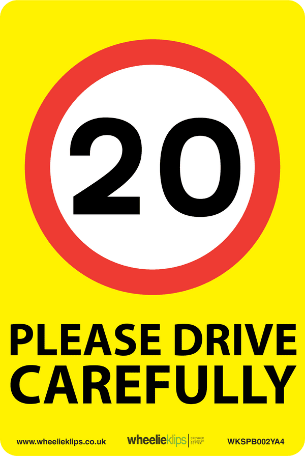 Wheelie Klips® - 20mph Speed Signs A4 Vinyl Sticker