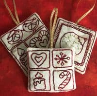 8 Seasonal Stitchery Ornaments