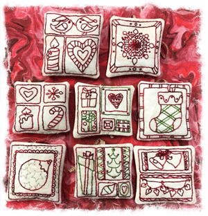 8 Seasonal Stitchery Ornaments