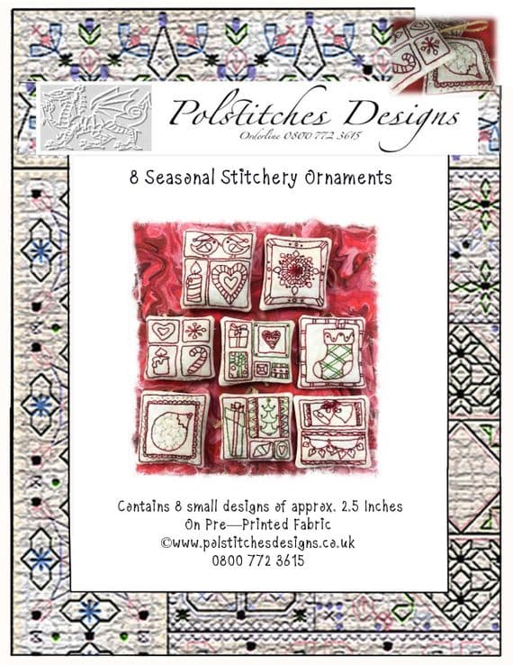 8 Seasonal Stitchery Ornaments