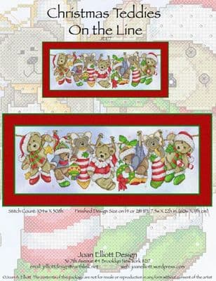Christmas Teddies on a line JE177