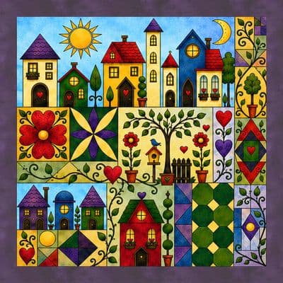 Whimsical House 1 - Tabletop/Cushion Panel