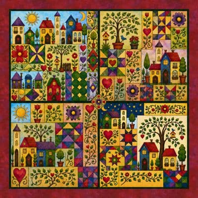 Whimsical House Small Quilt - Panel