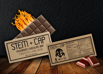 Mushroom Chocolate Cordyceps Bar by Stem + Cap