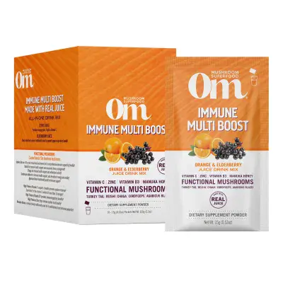 Om Mushroom Super Foods - Immune Multi Boost Supplement Orange & Elderberry