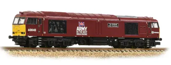 371-361 Graham Farish N Gauge Class 60 60040 DB Schenker Army Red Territorial Army Centenary
