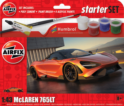 A55006 Airfix 1:43 McLaren 765LT Plastic Kit Starter Set