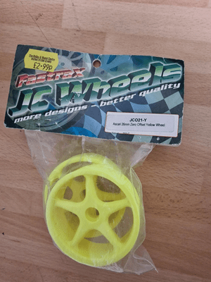 JC021-Y Fastrax JC Wheels Ascari 26mm Zero Offset Wheel x2 Yellow