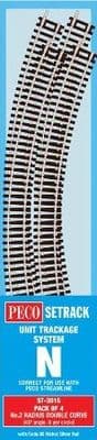 ST-3015 Peco N Gauge Radius 2 Double Curve x4