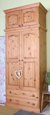 2 Door Pine Wardrobe With Top Box