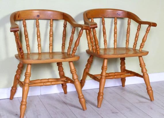 2 Pine Carver Chairs | Farmhouse Chairs