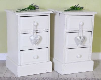 2 Shabby Chic Pine Bedside Tables