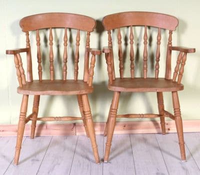 2 Spindle Back Carver Chairs
