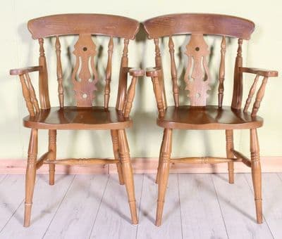 2  Traditional Farmhouse Carver Chairs