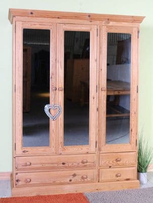 3 Door Pine Wardrobe