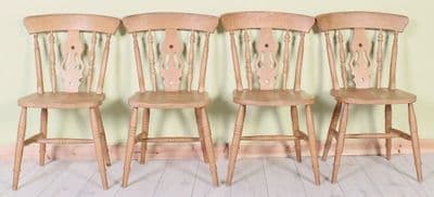 4 Farmhouse Fiddle Back Kitchen Chairs