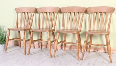 4 Farmhouse Slat Back Kitchen Chairs