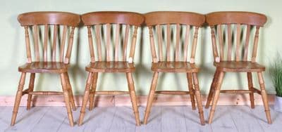 4 Rustic Slat Back Chairs