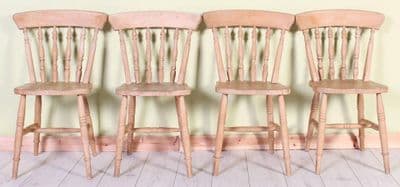4 Rustic Spindle Back Chairs
