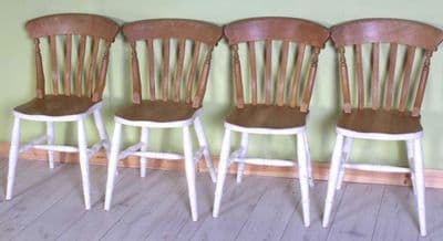 4 Shabby Chic Beech Chairs