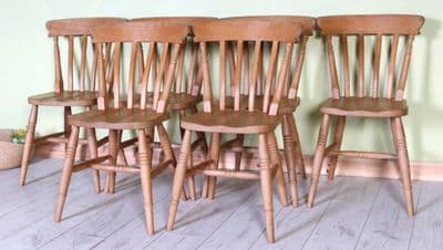 6 Farmhouse Slat Back Chairs